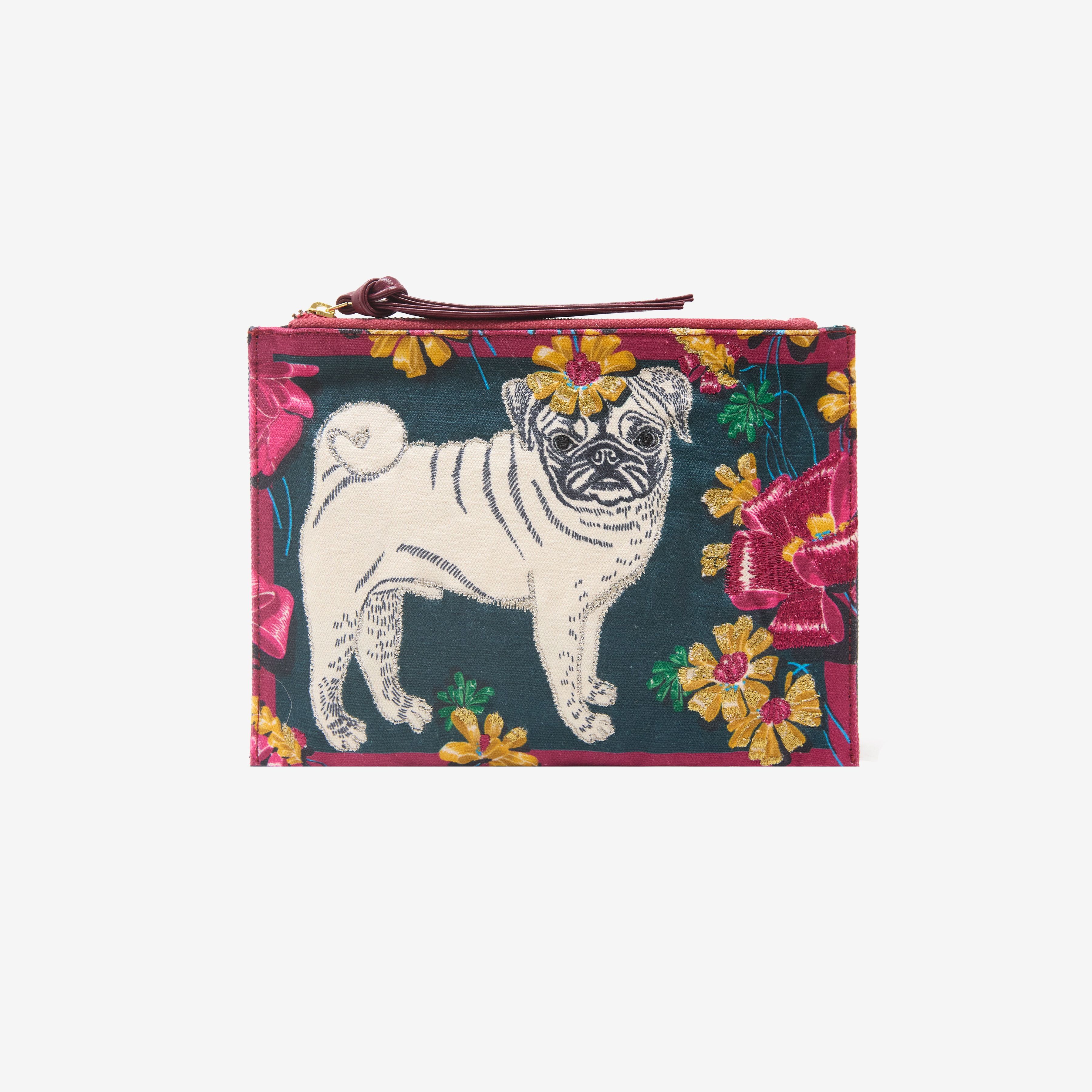 Embroidered Pouch - Toutou - Emerald