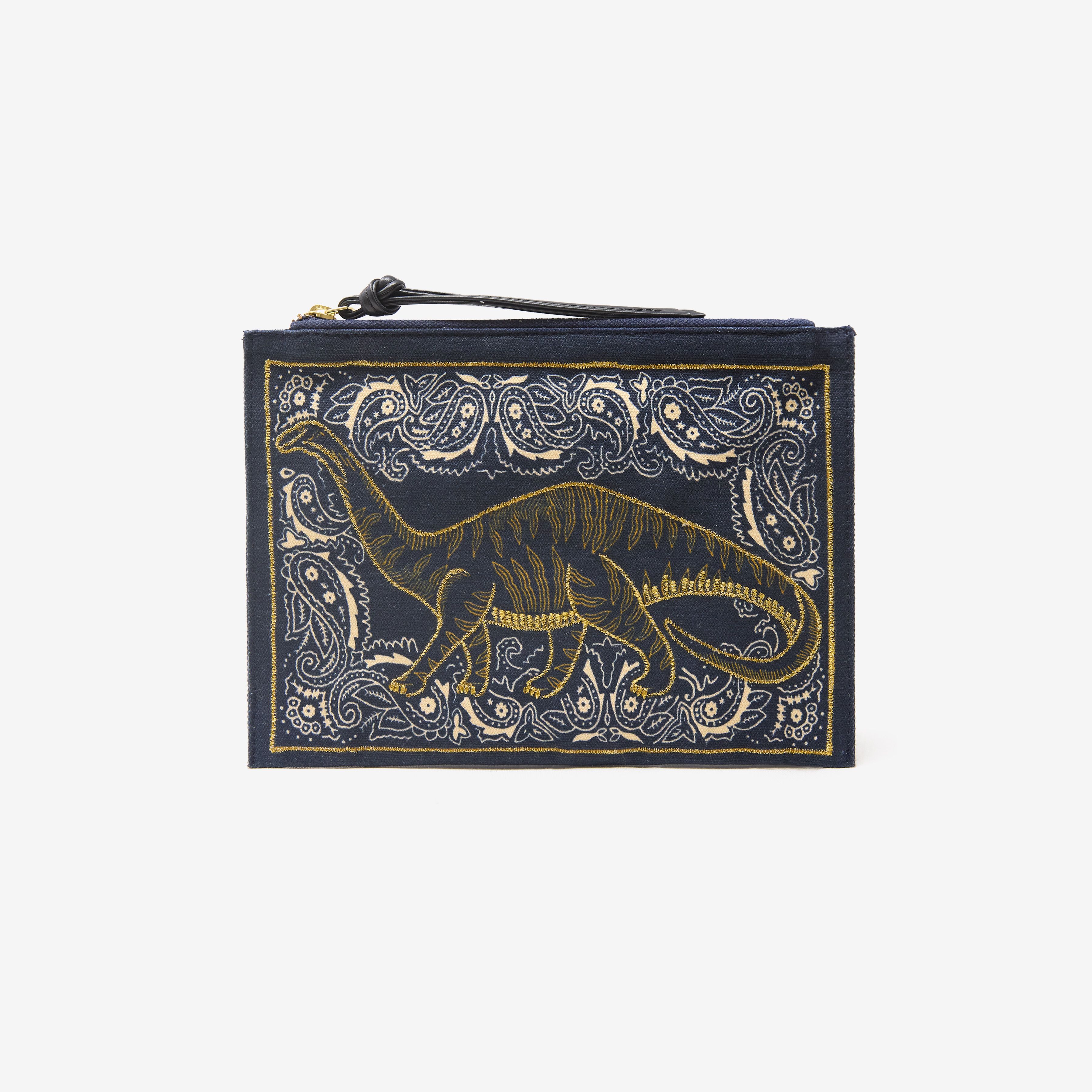 Bestickter Beutel  - Dino - Marineblau