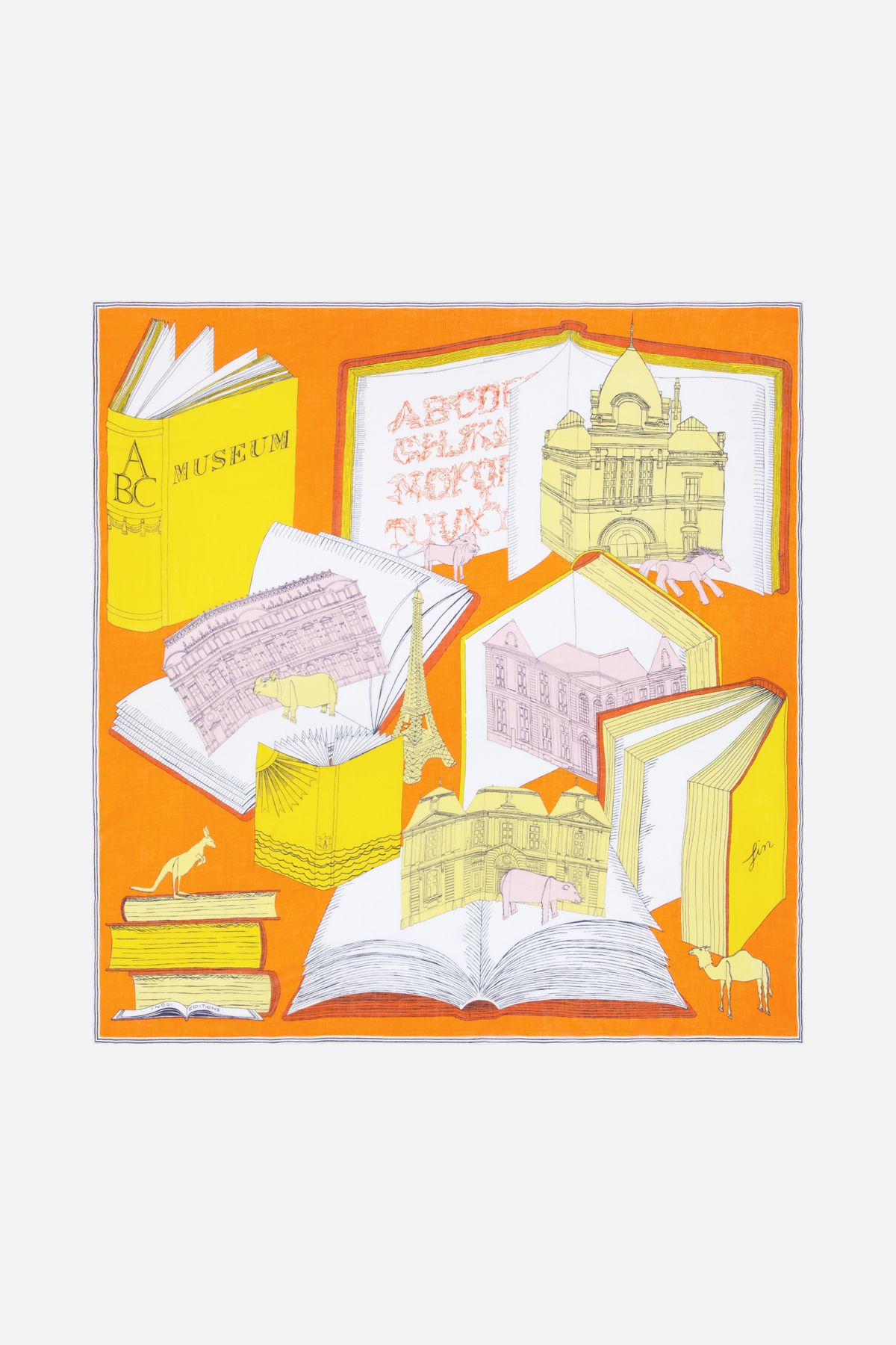 Quadratisches Tuch 130 - Museum - Orange