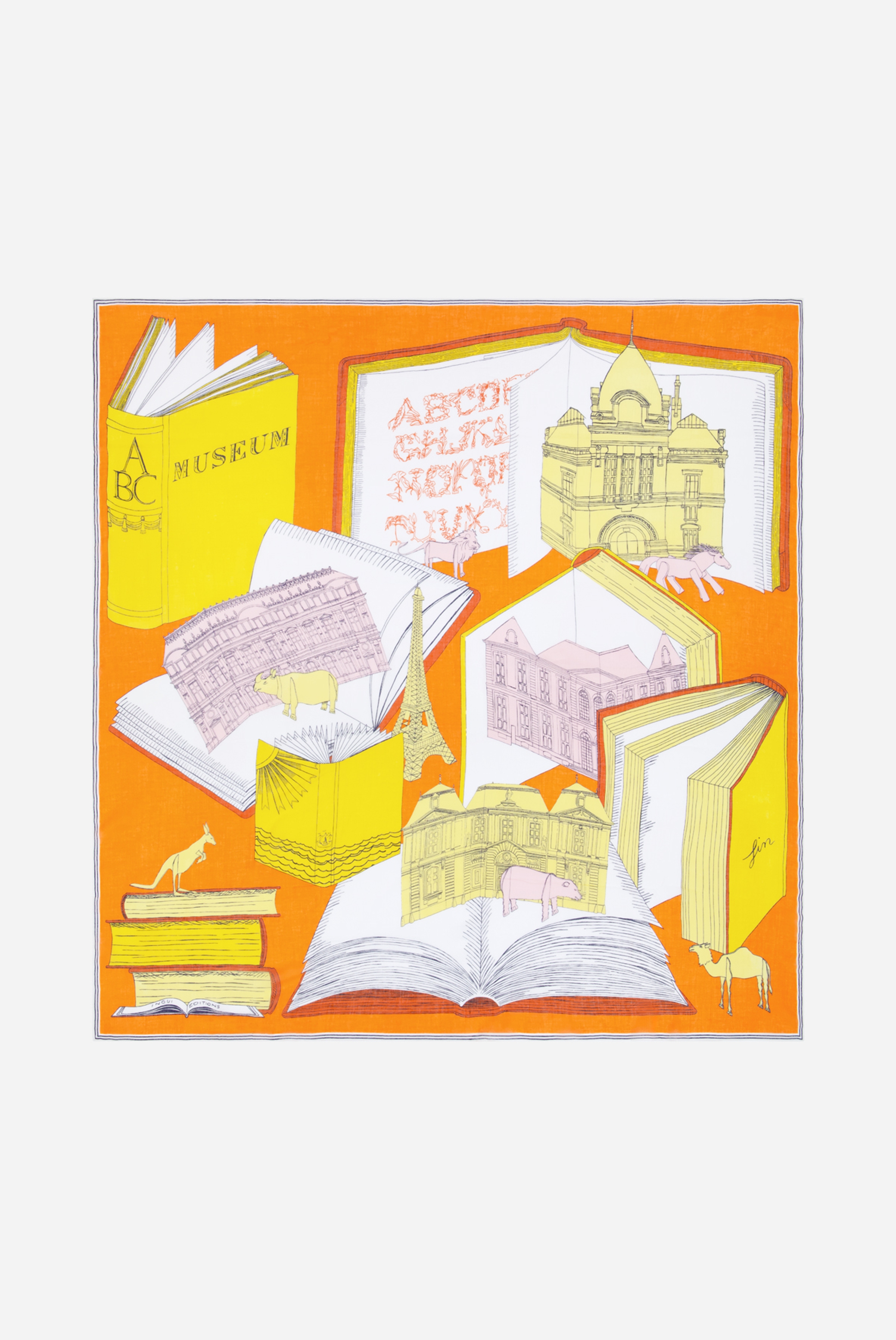 Quadratisches Tuch 130 - Museum - Orange