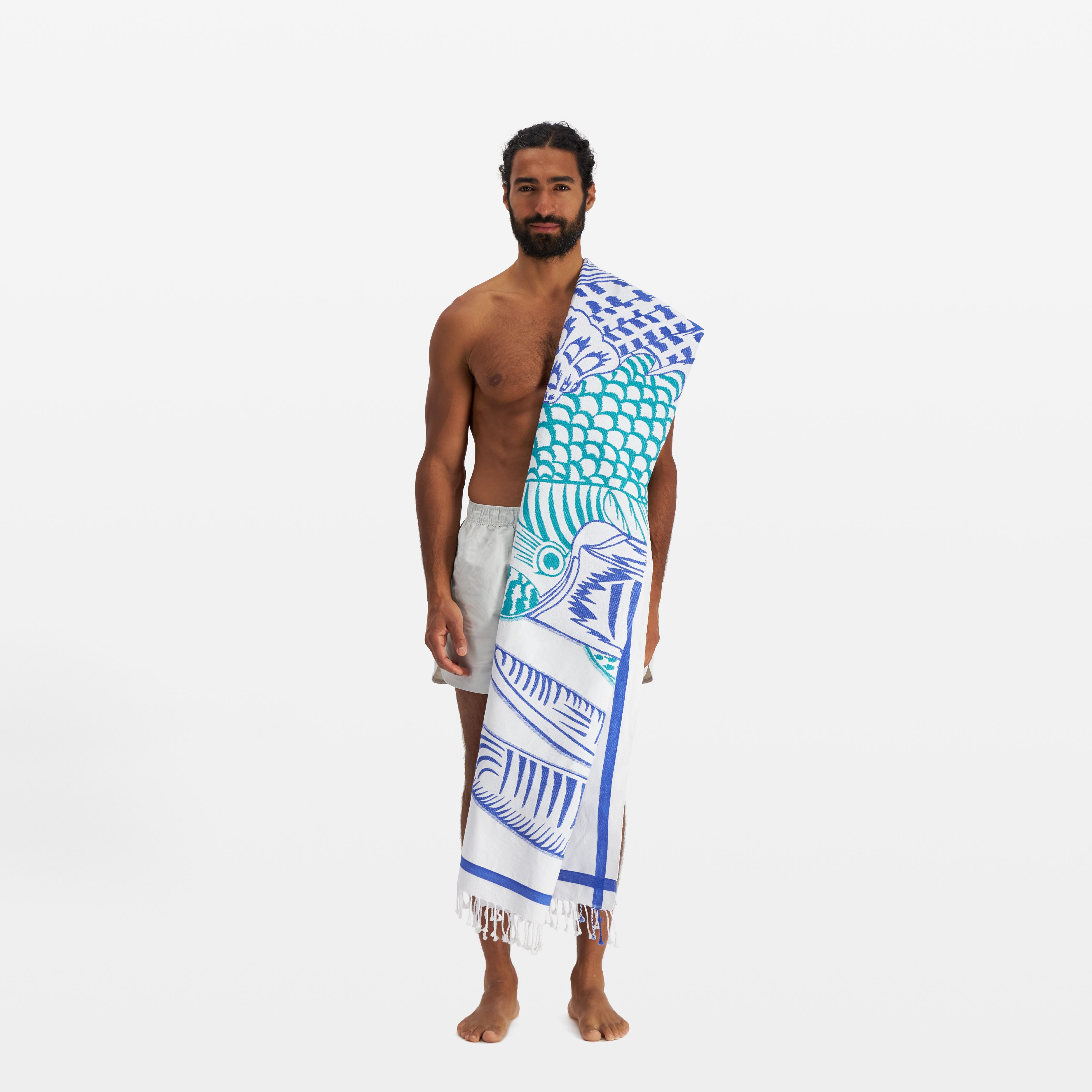 Fouta Towel 100 - Toucan 3D - Blue