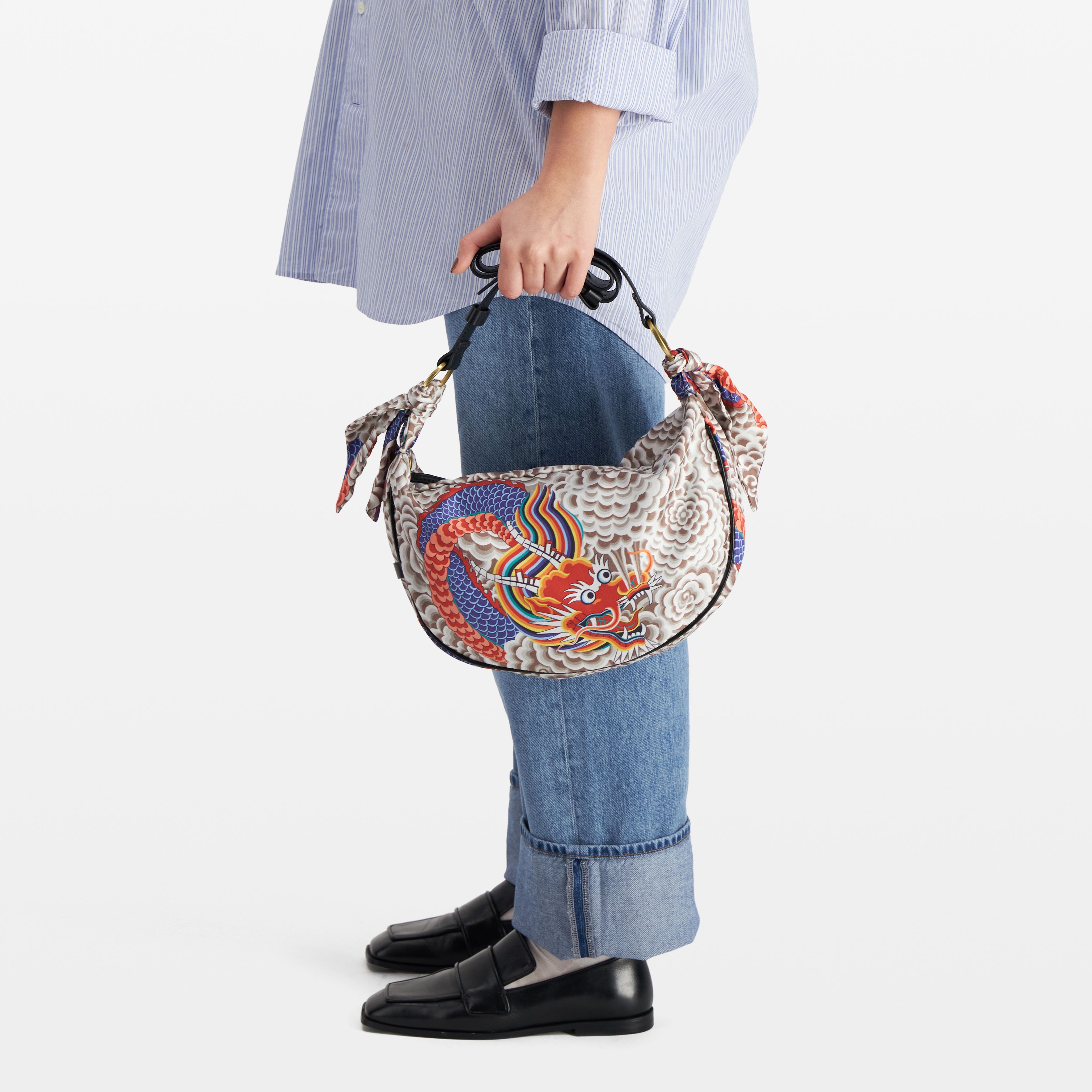 Moon Silk Bag S - Dragon - Grey