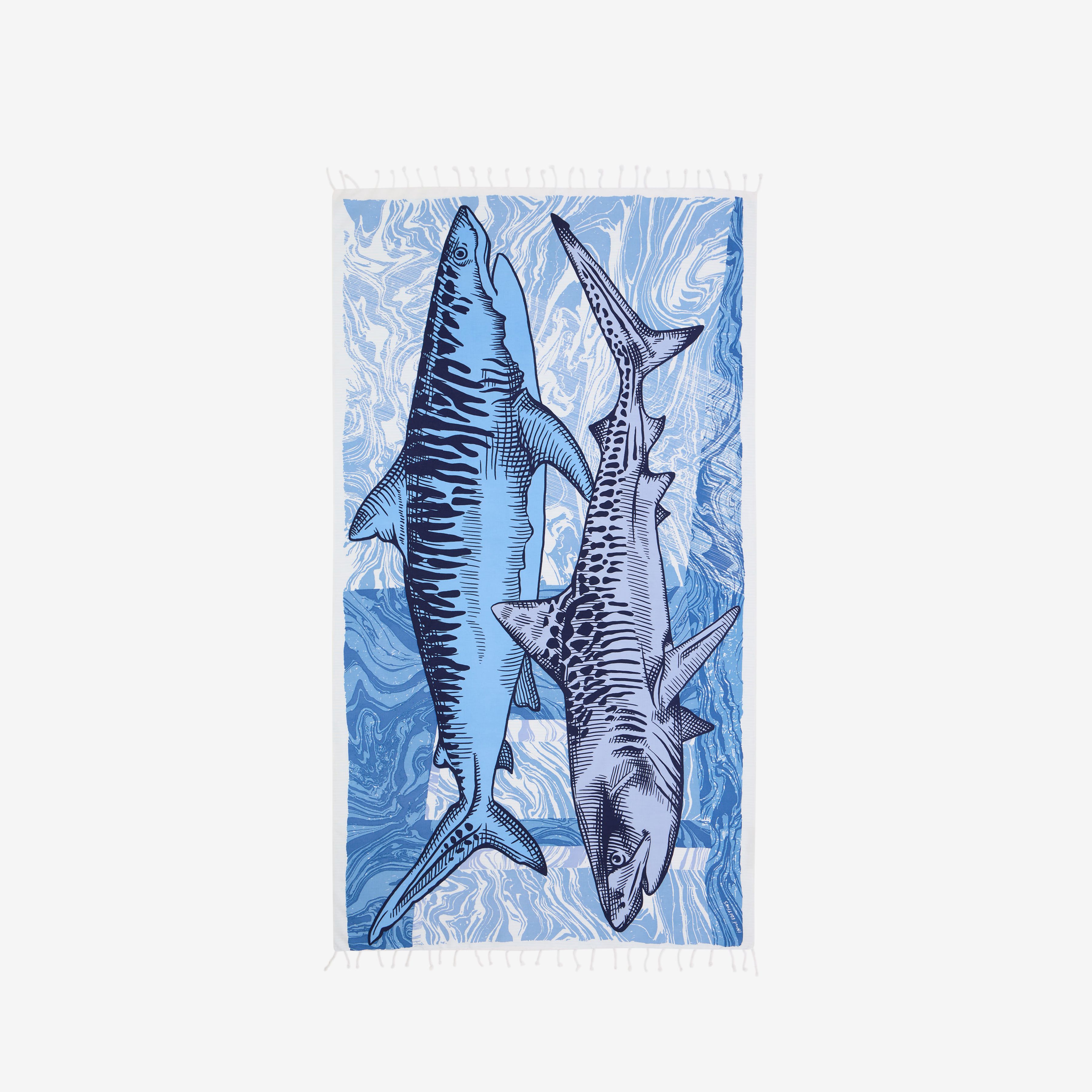 Fouta Towel 100 - Requins - Blue