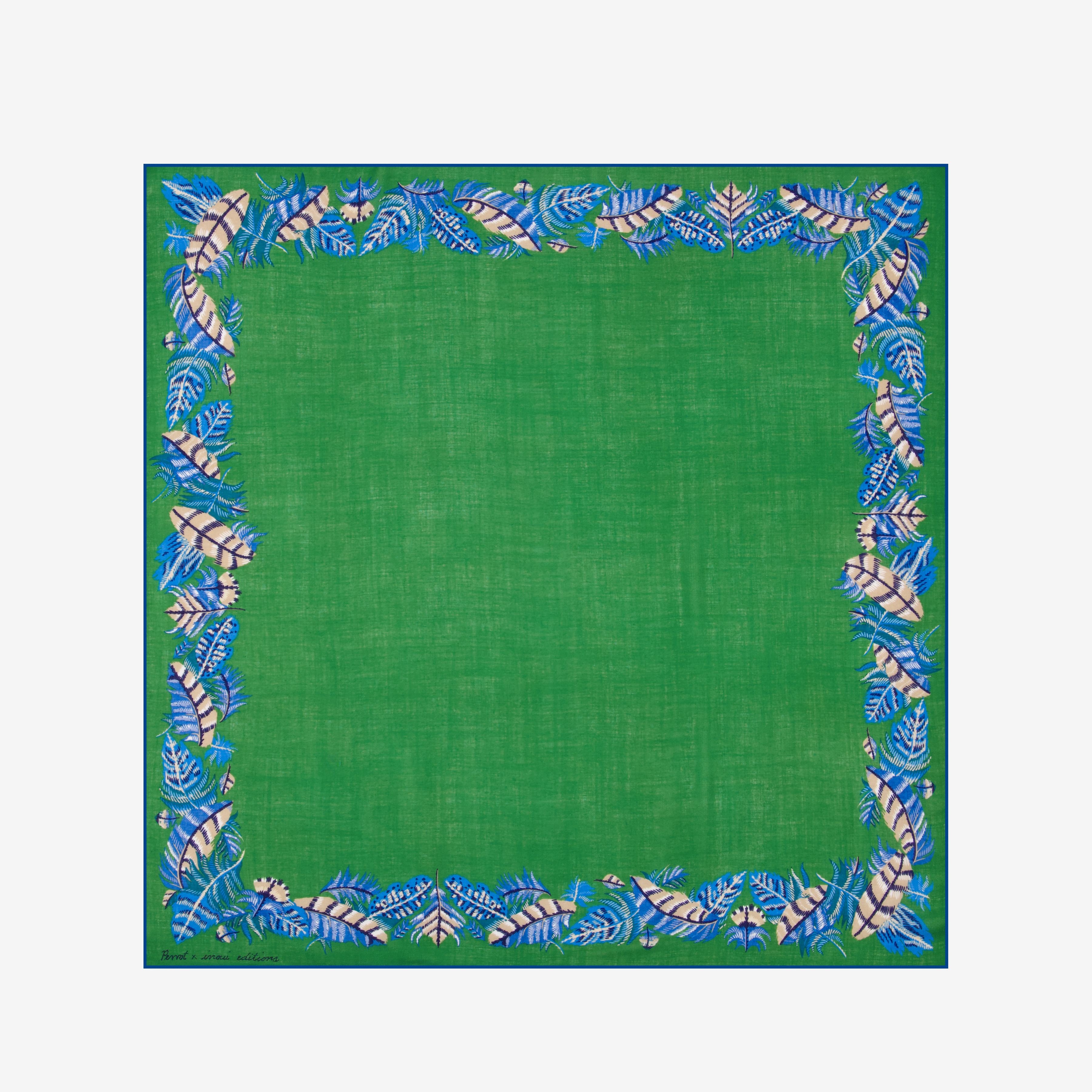 Carré 100 - Plumes - Vert