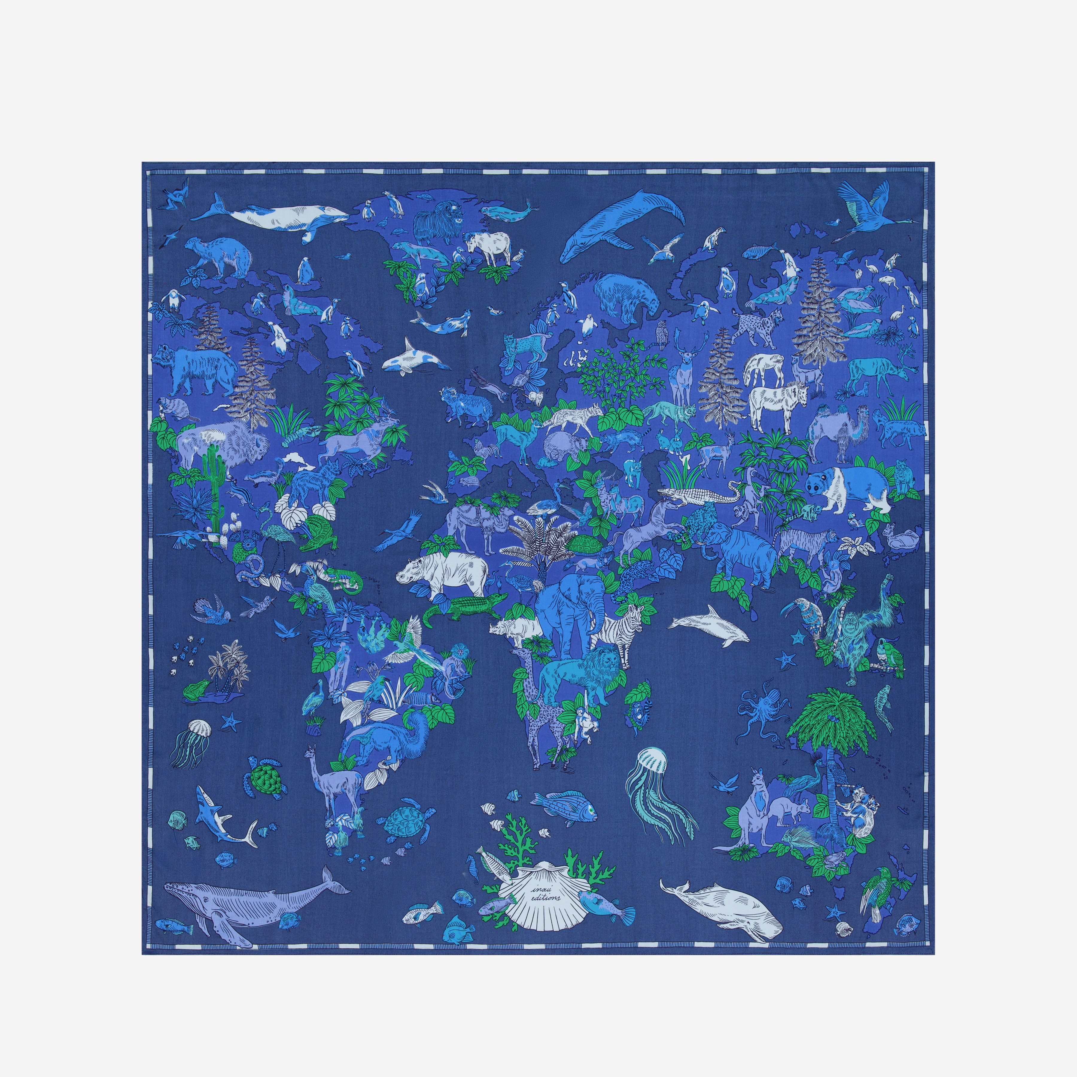 Quadratisches Tuch 130 - Atlas - Blau