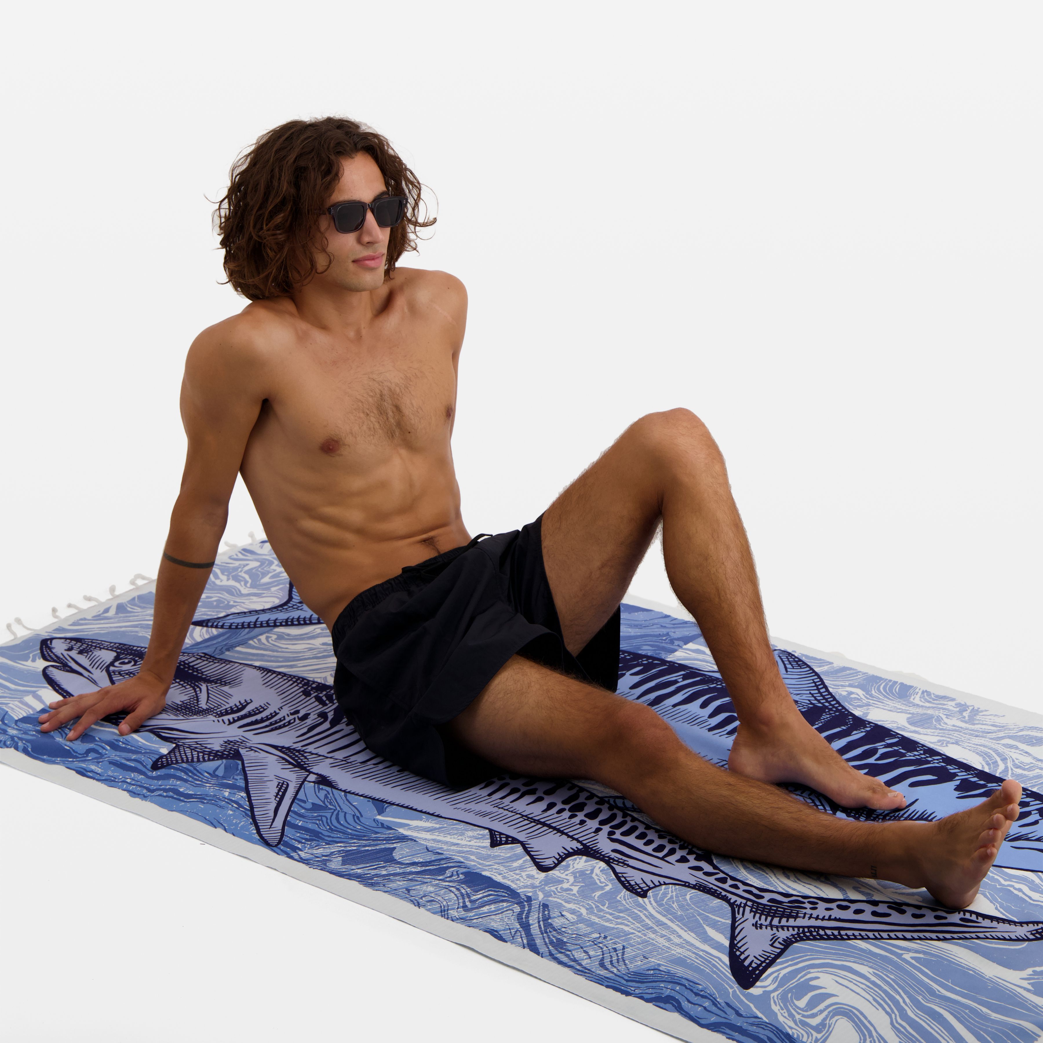 Fouta Towel 100 - Requins - Blue