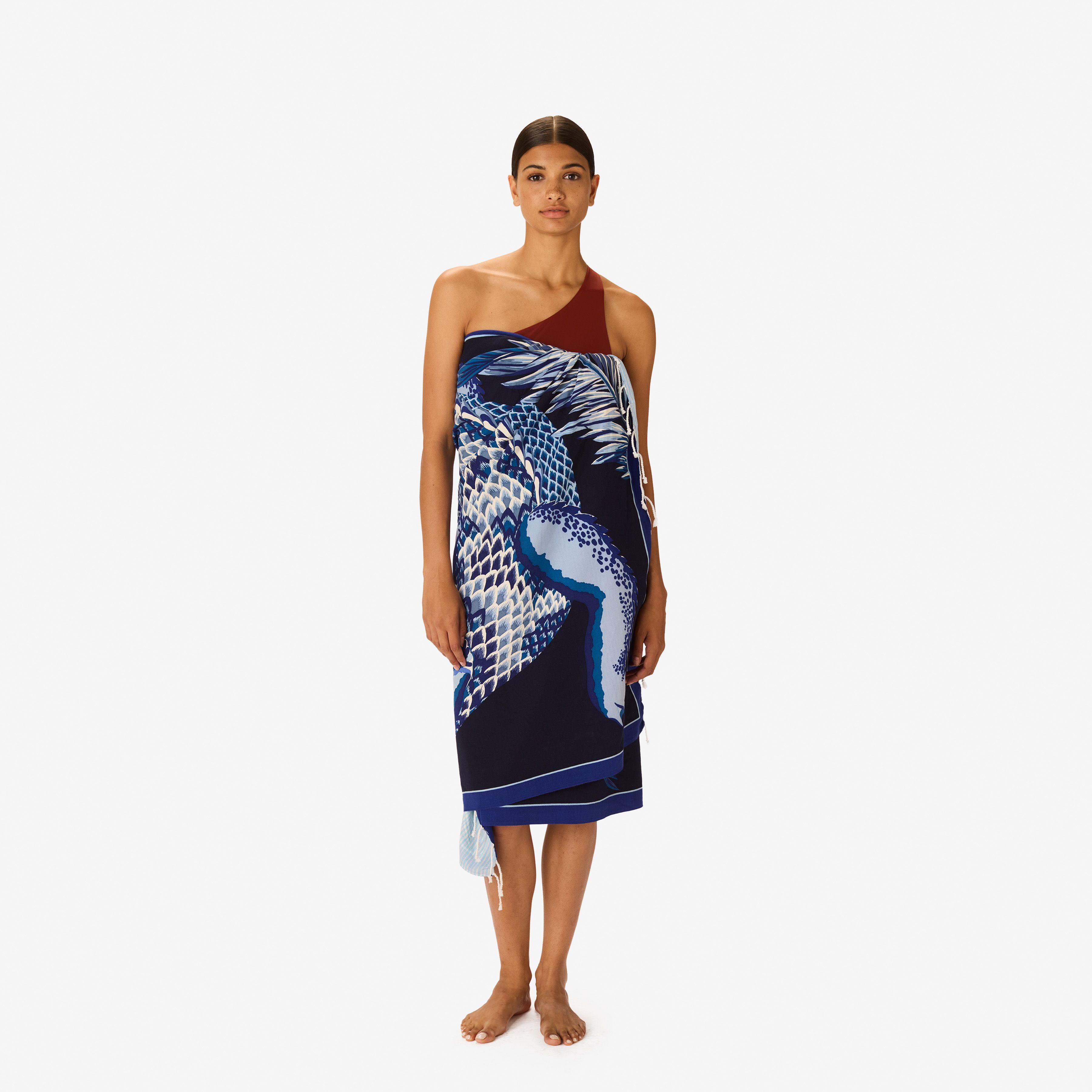 Fouta 100 - Croco - Bleu Marine