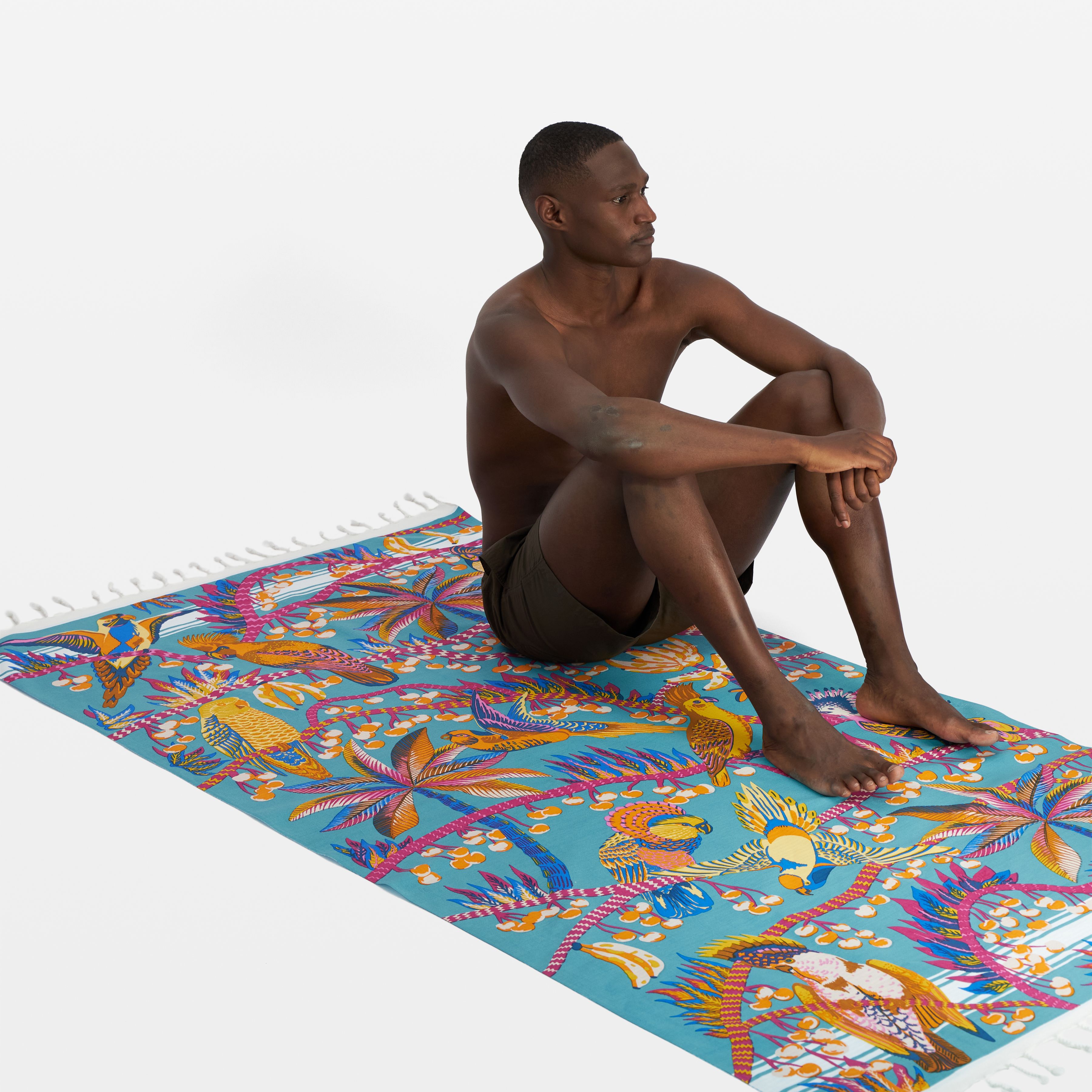 Fouta Towel 100 - Cerise - Turquoise Blue