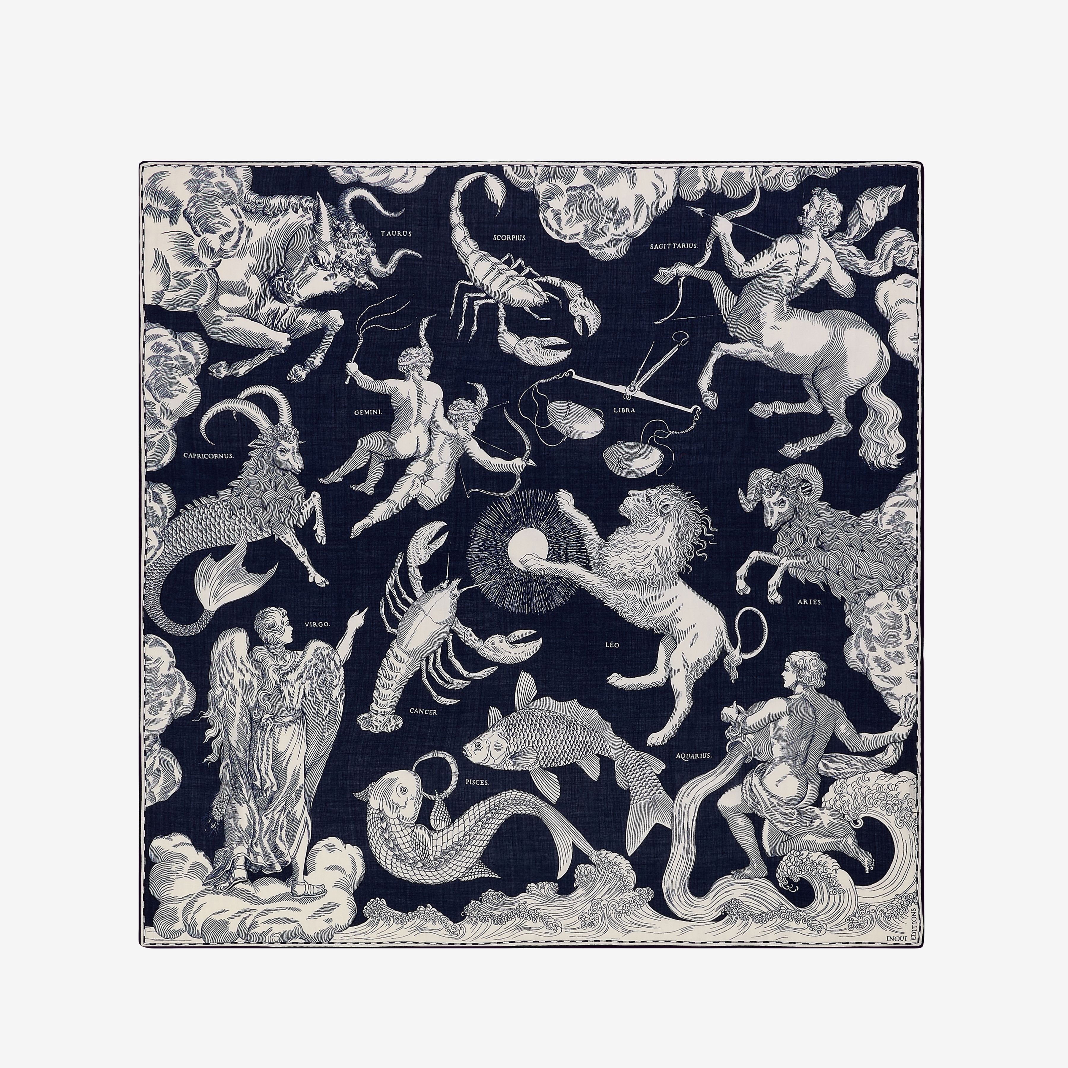Foulard quadrato 130 - Astrologie - Blu scuro