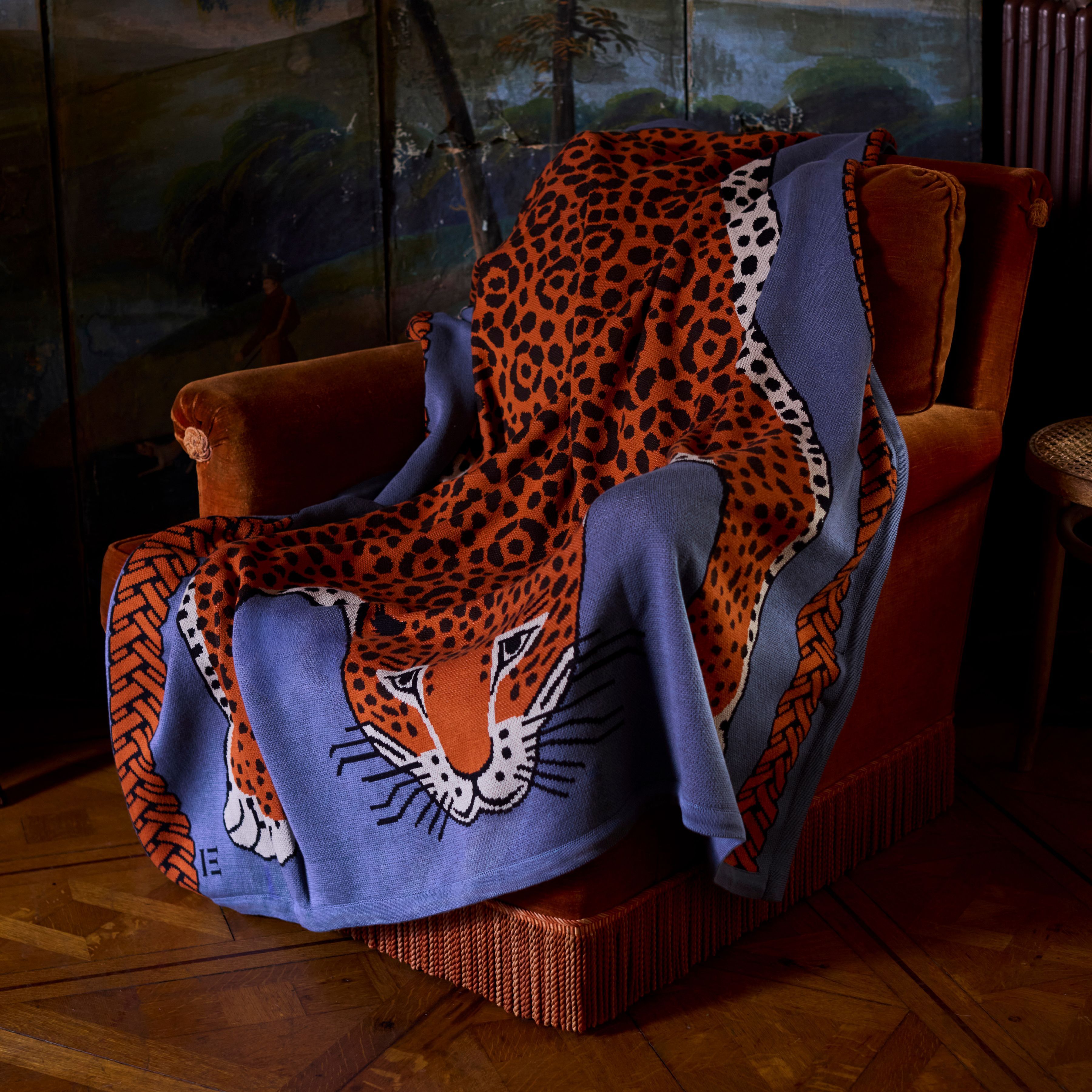 Plaid 130 - Leopard - Bleu