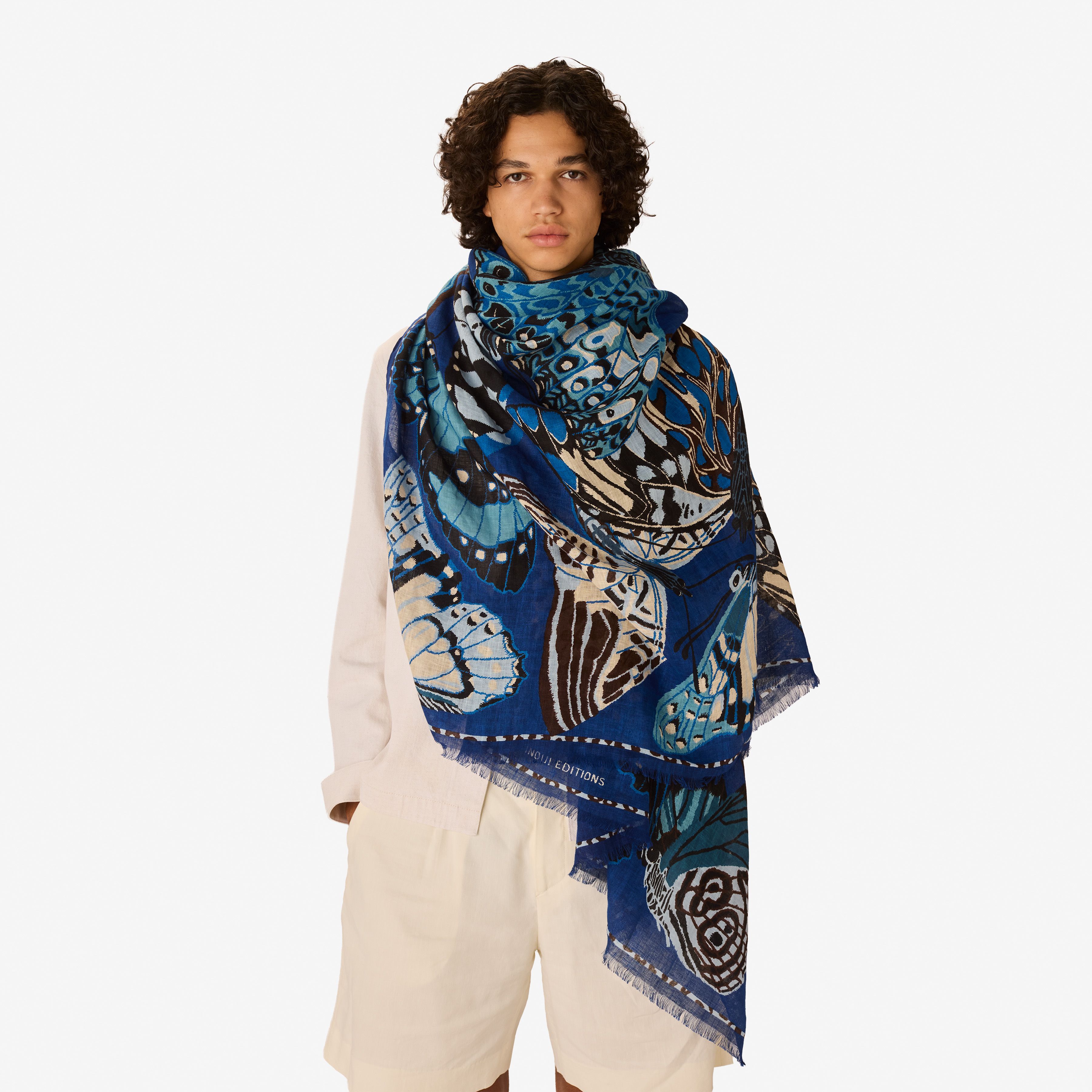 Schal 100 - Papillons - Marineblau