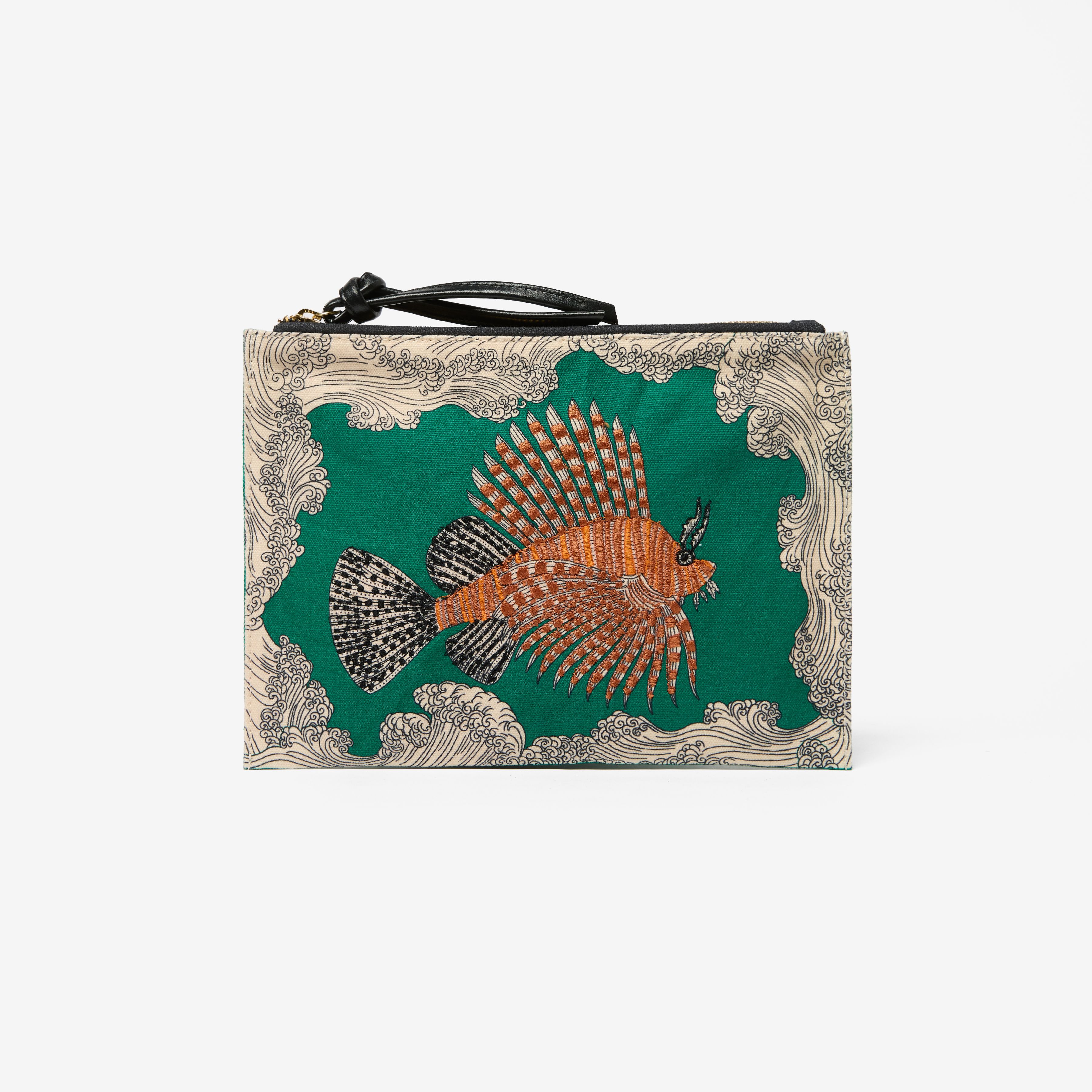 Embroidered Pouch - Poseidon - Green