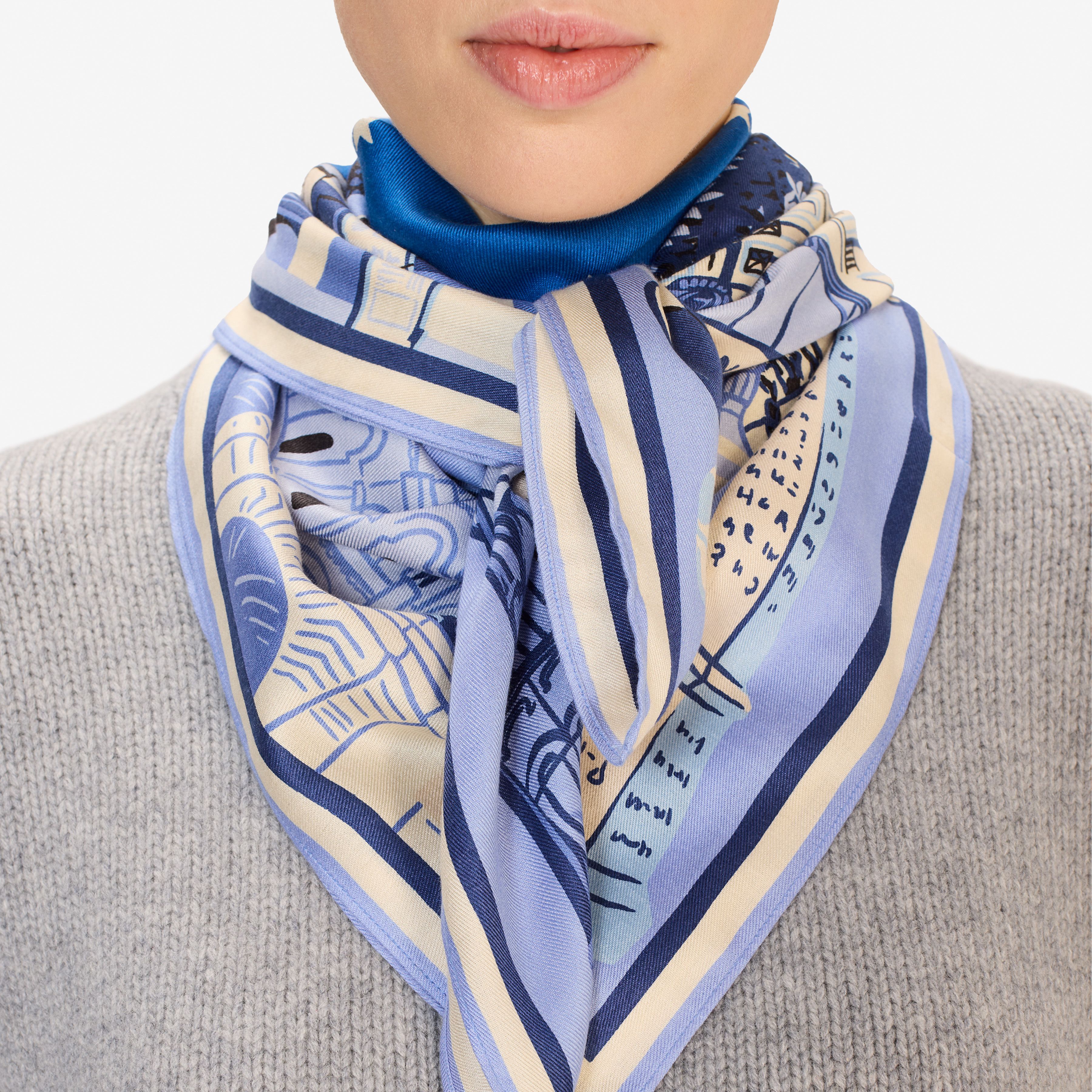 Silk Square 100 - J'Aime Paris - Blue