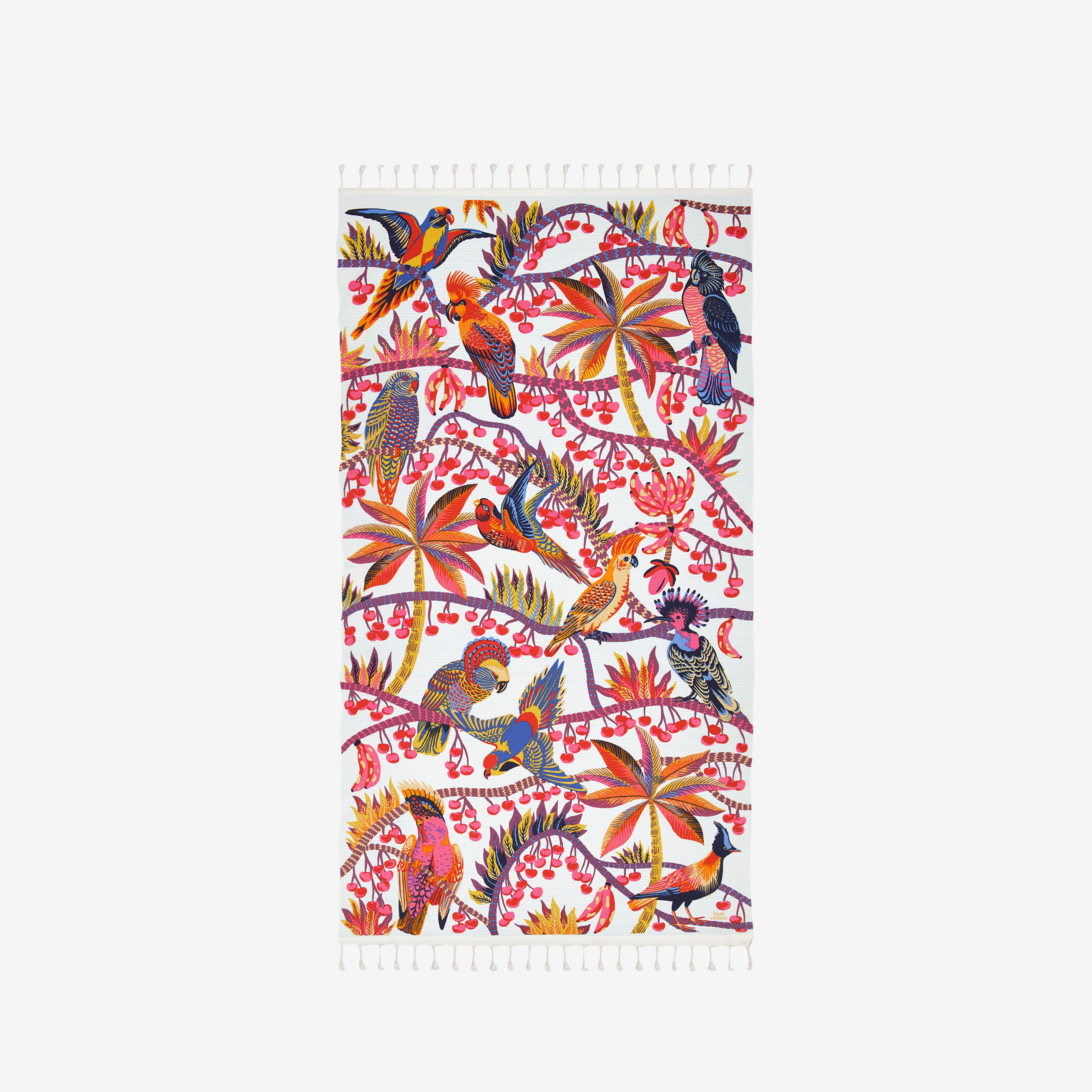 Fouta Towel 100 - Cerise - White