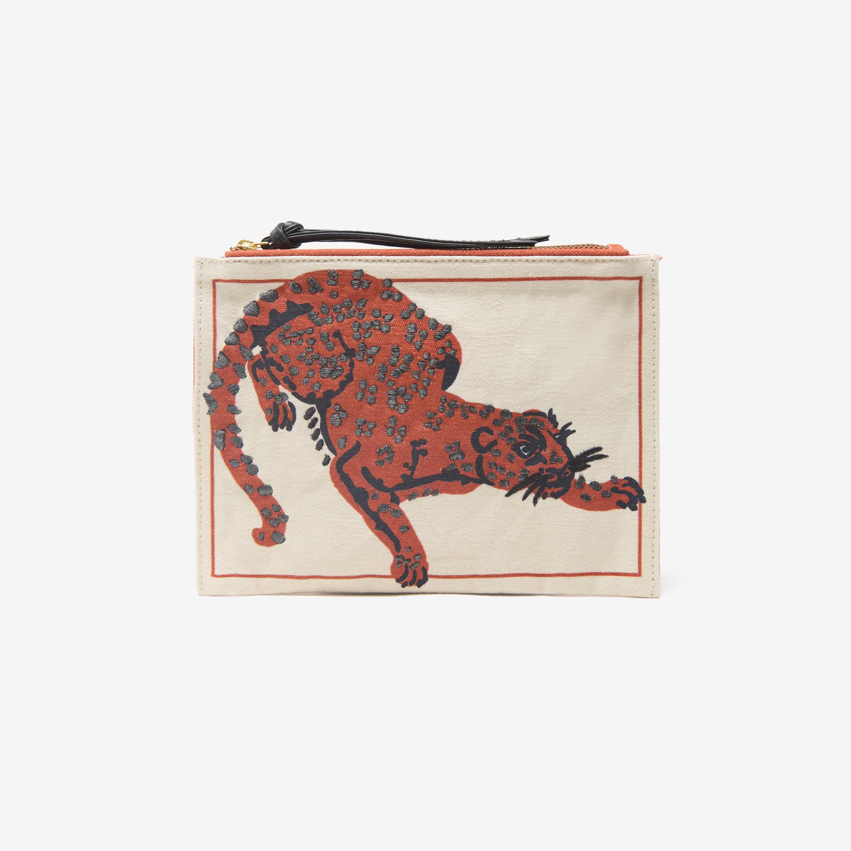 Bolso de Mano Bordado - Feline - Naranja