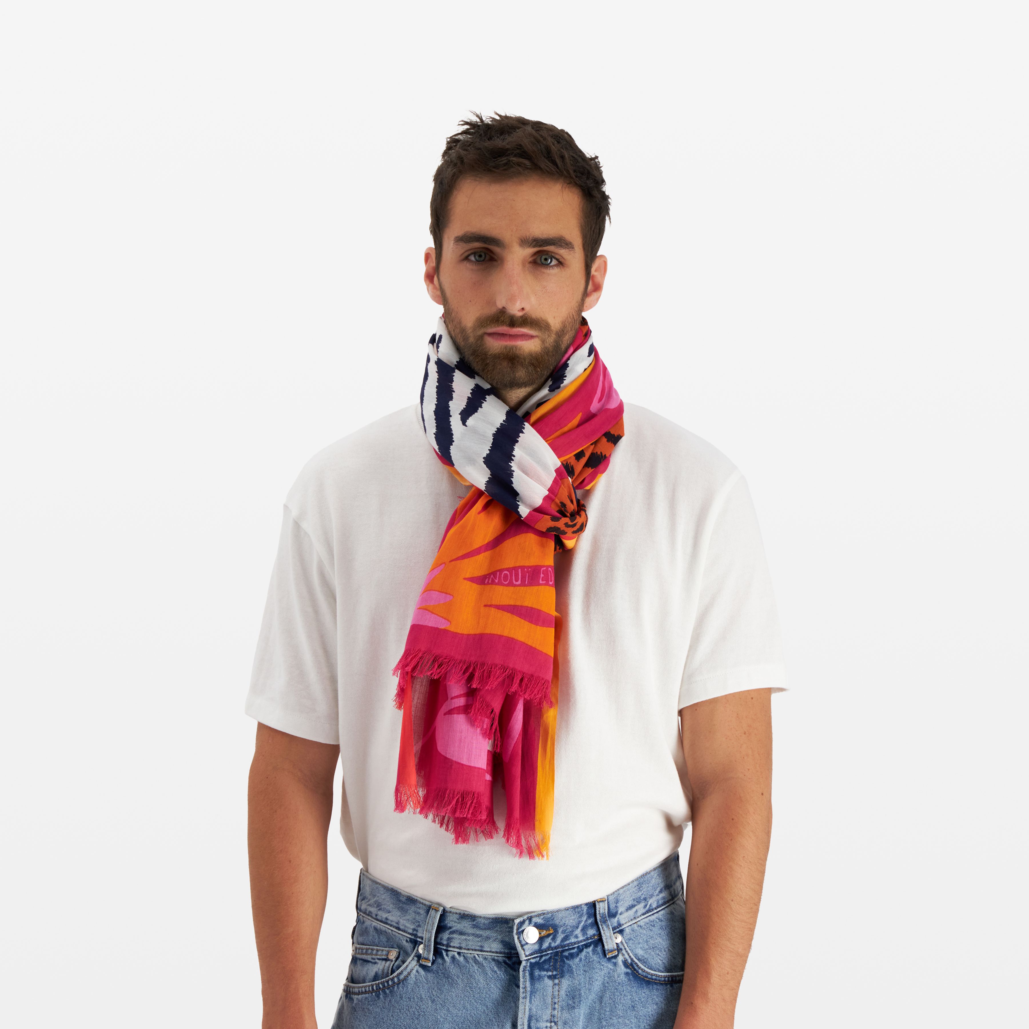 Écharpe 100 - Folk - Fuchsia