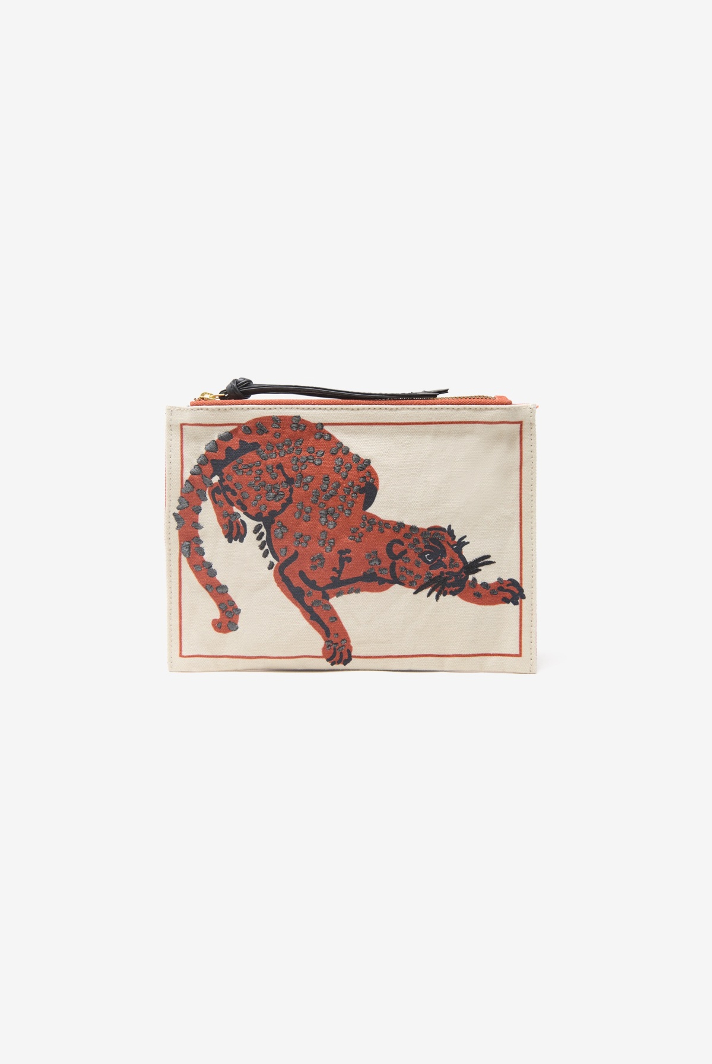 Bolso de Mano Bordado - Feline - Naranja