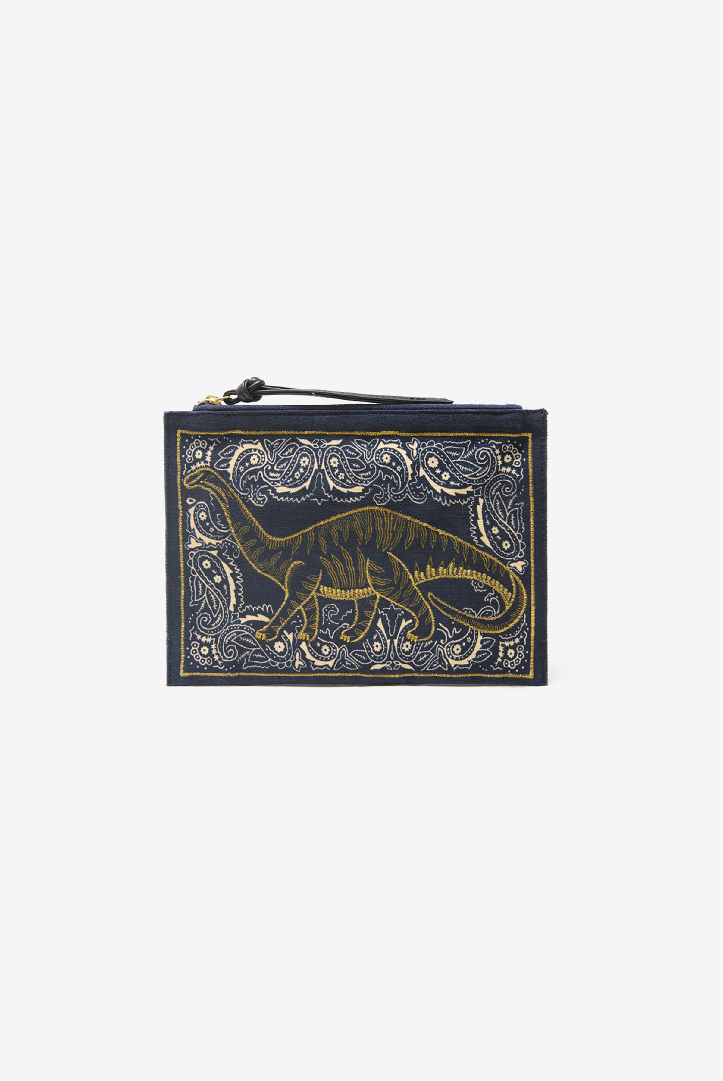 Bolso de Mano Bordado - Dino - Azul Marino